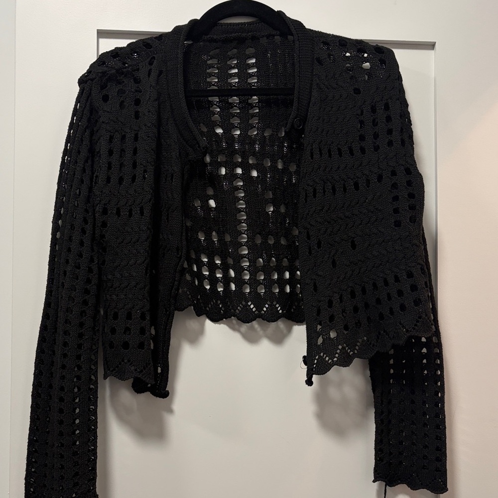 Black Crochet Cardigan